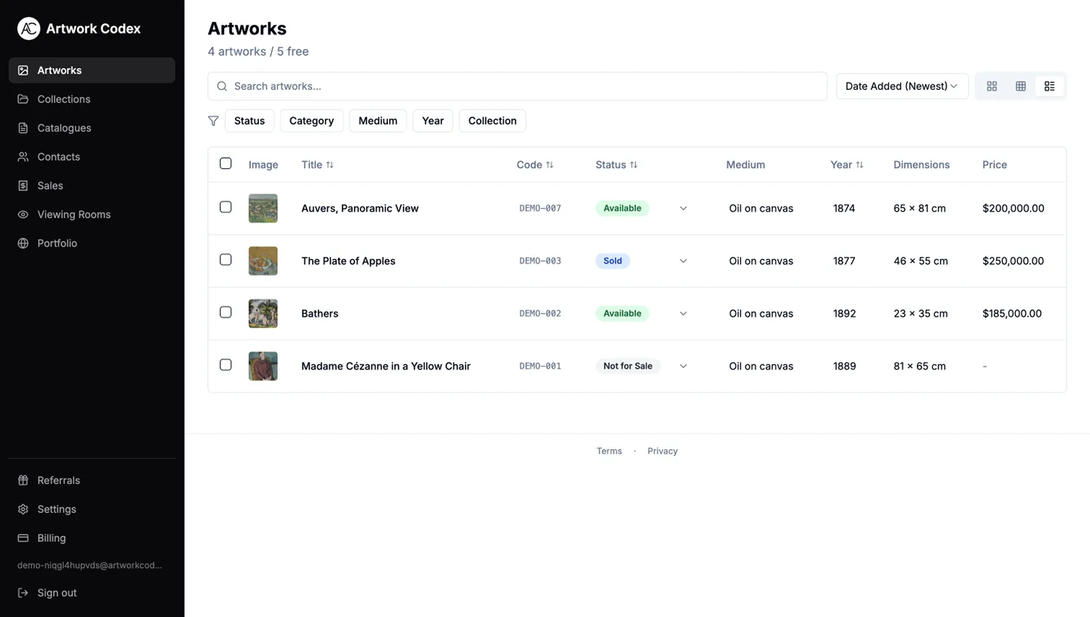 Artwork Codex screenshot 2